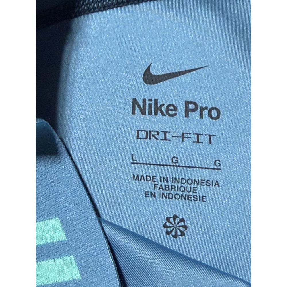 Nike Pro Dri-FIT Women Large Blue Abstract Graphic Compression Athletic Shorts - Picture 4 of 5